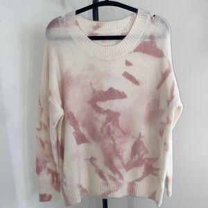 Pink Lily Blush and Cream Tie-Dye Sweater